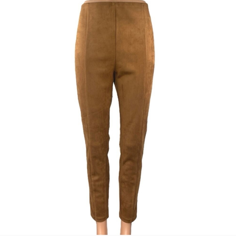 LOFT Tan Ankle Cropped Pants with Tapered Leg